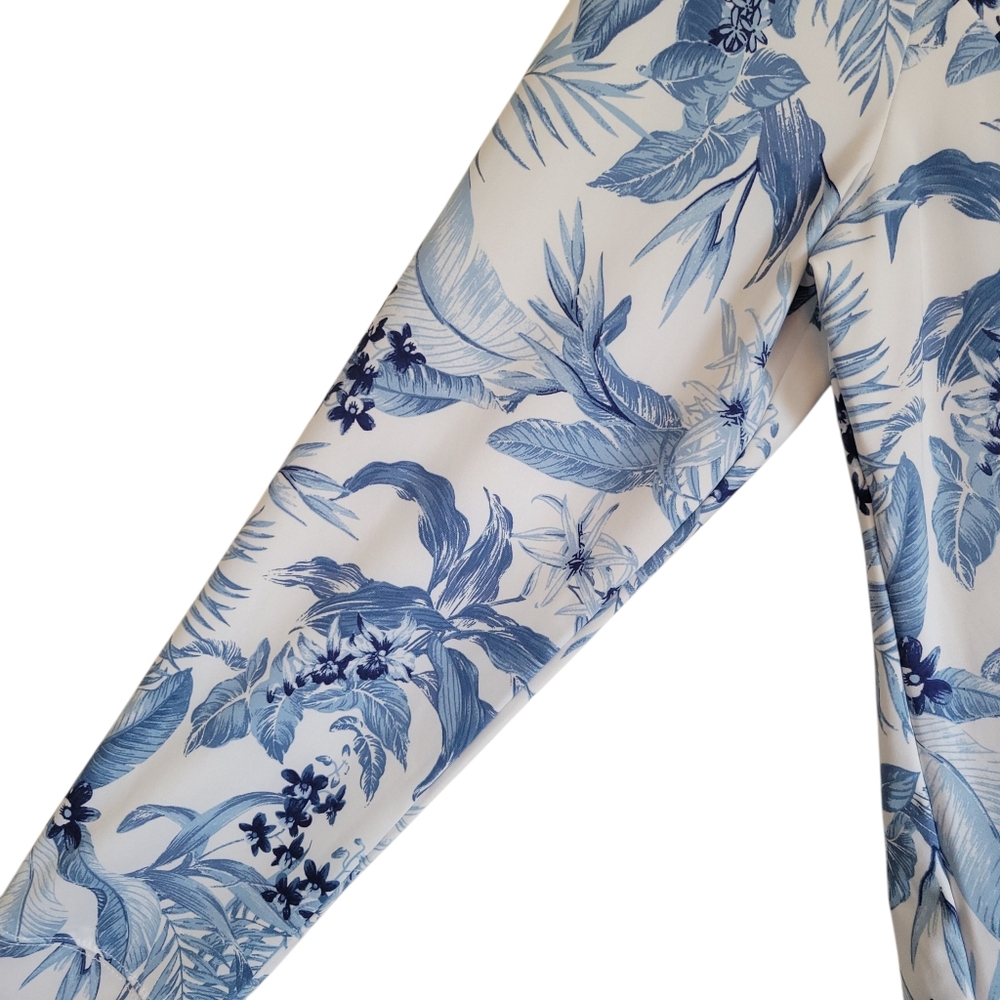 ​Tommy Bahama Golf Tropical Floral Quarter Zip Pullover Long Sleeve White Blue - Picture 4 of 11